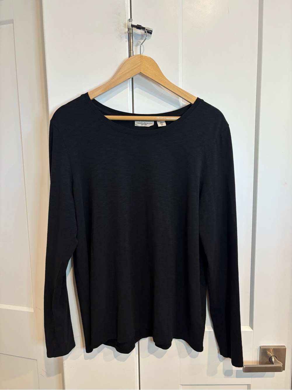 Christian Siriano Black Long Sleeve Boatneck Top. Size XL